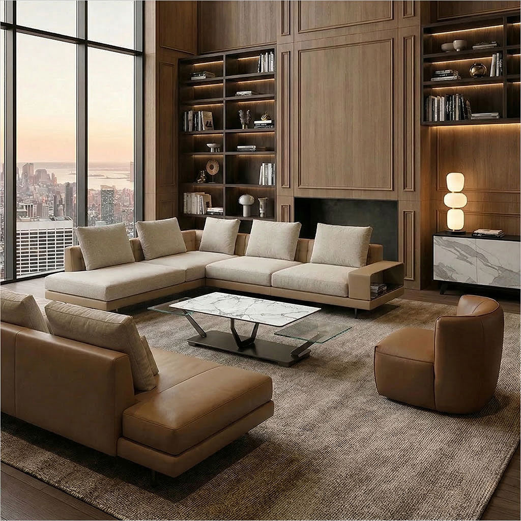 Twist Sectional - Beige Fabric