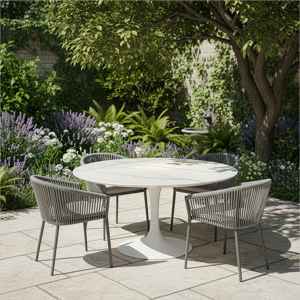 Juliet Pedestal Table - White Sintere