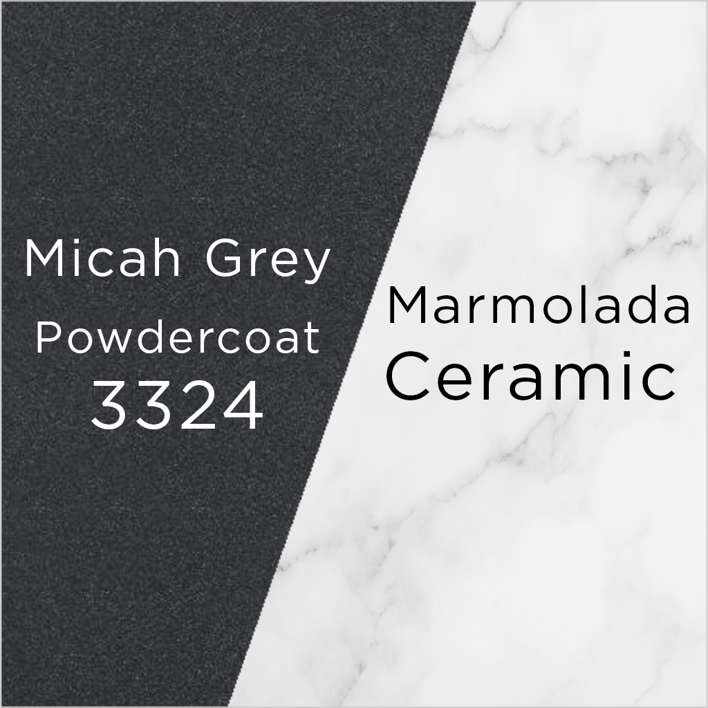 Micah Grey powder-coated metal 3324 and Marmolada ceramic swatch