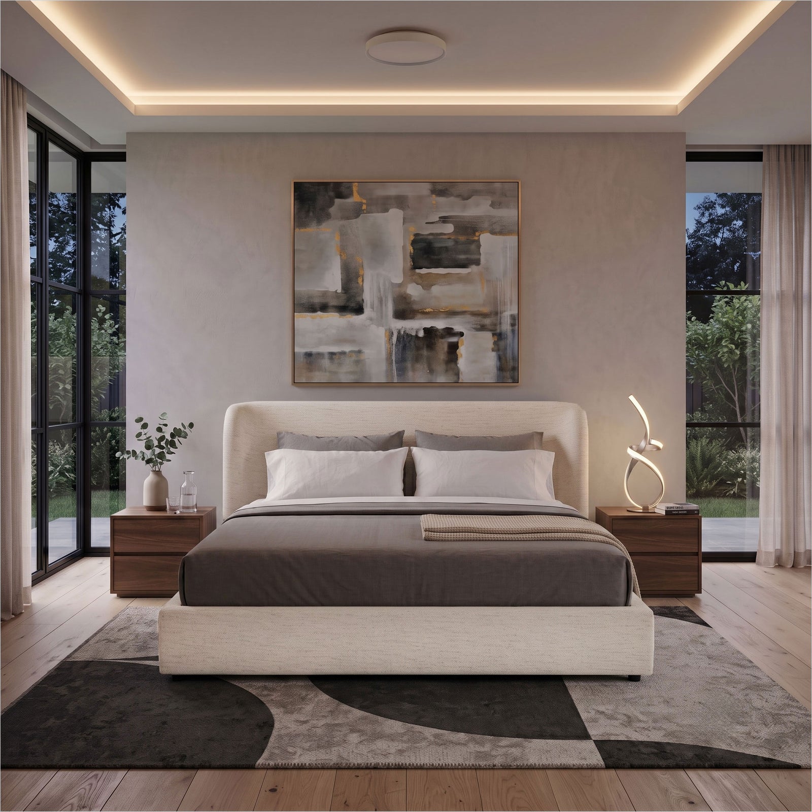Anderson Bed - Nomad Snow Fabric