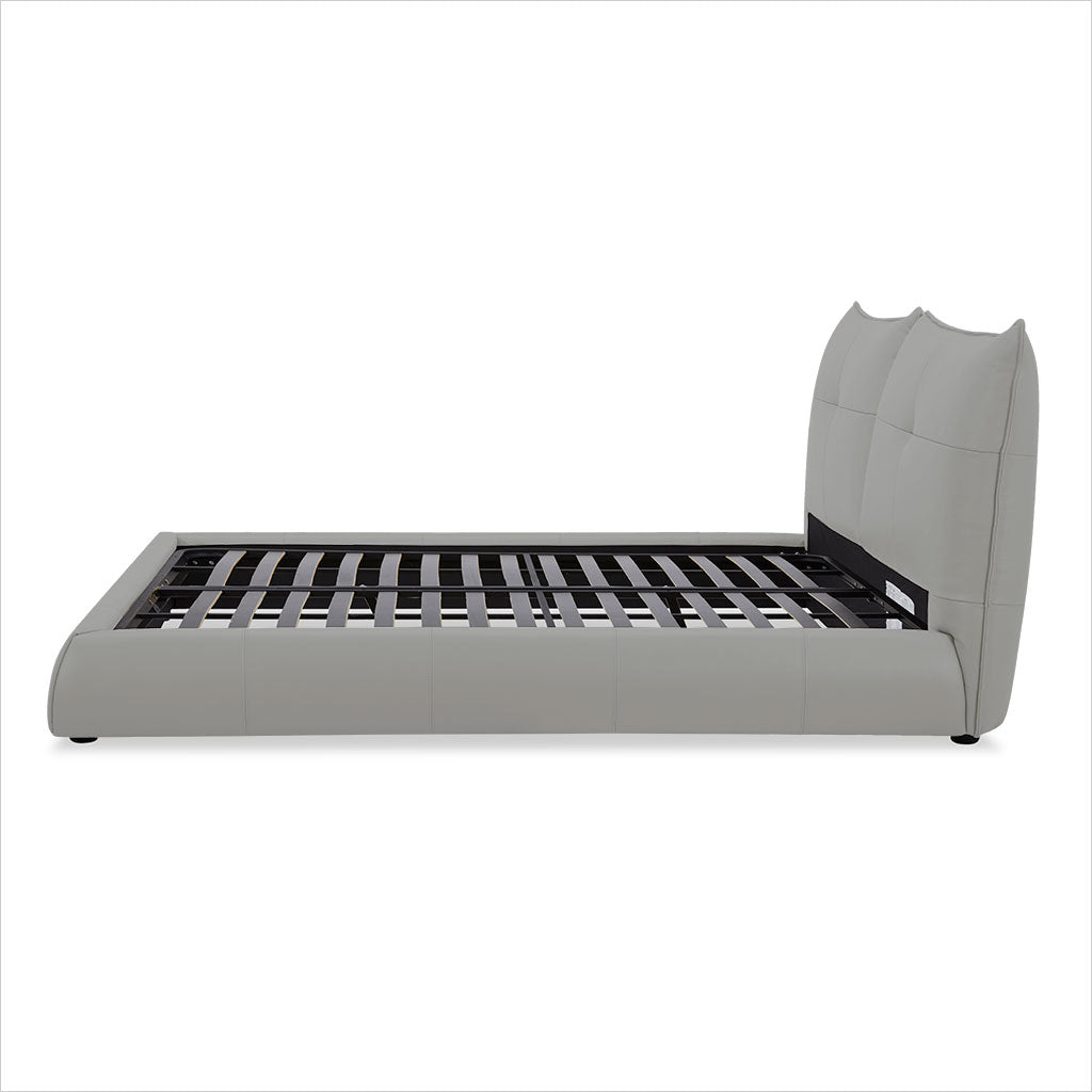 Lago Leather Bed - Grey