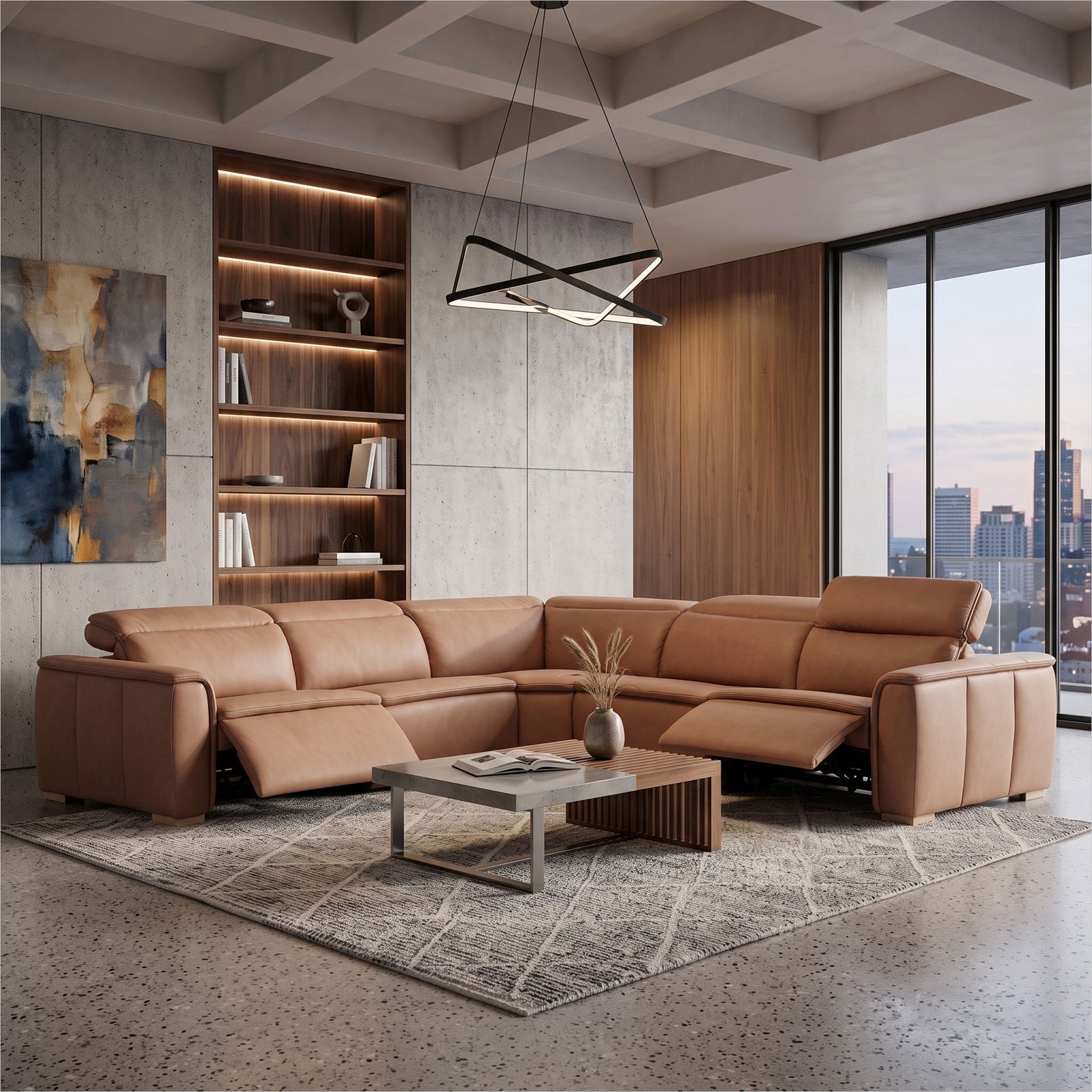 Oscar Sectional - Isla Sienna Leather