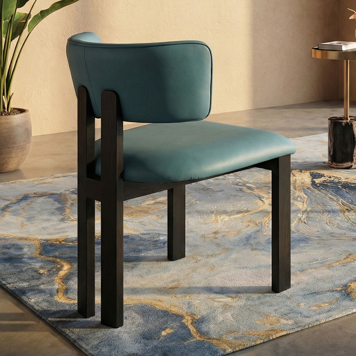 Marco Dining Chair - Pacific Blue - Black Oak