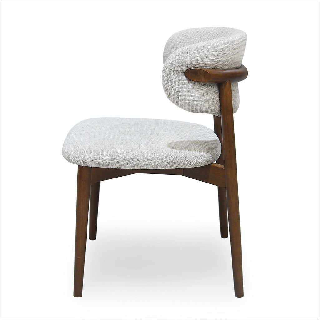 Maria Dining Chair - Beige Fabric - Walnut