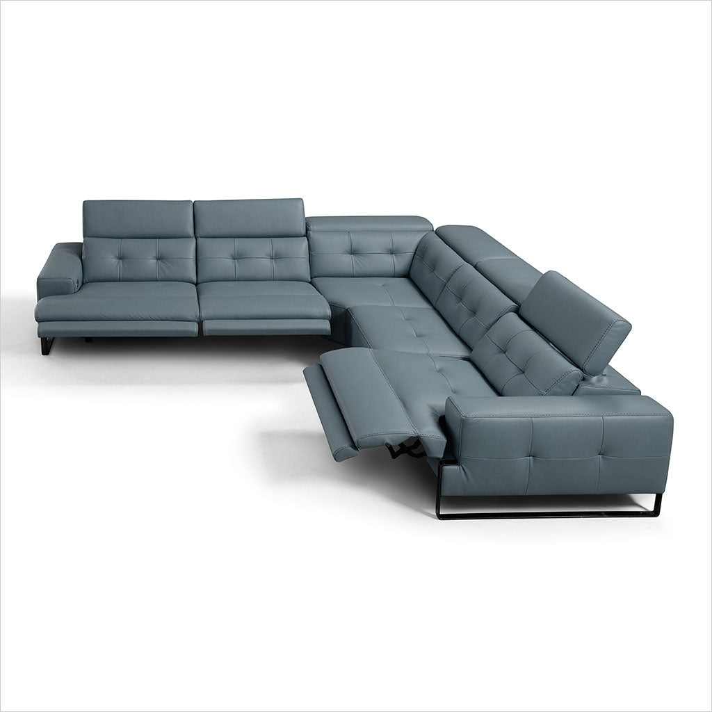 slate blue leather sectional