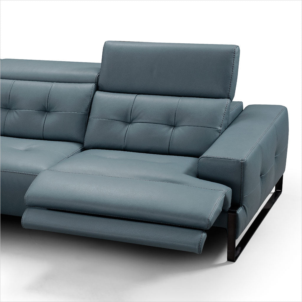 slate blue leather sofa