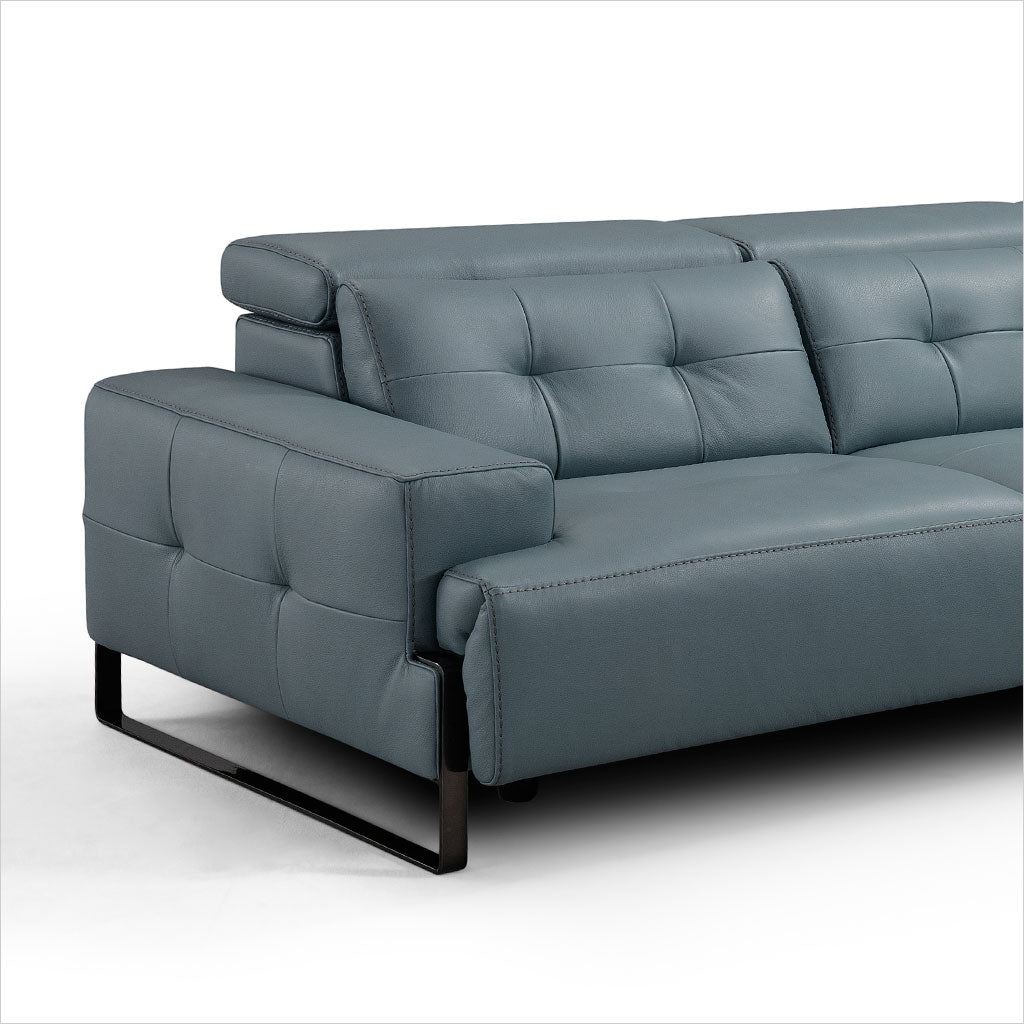 slate blue leather sofa