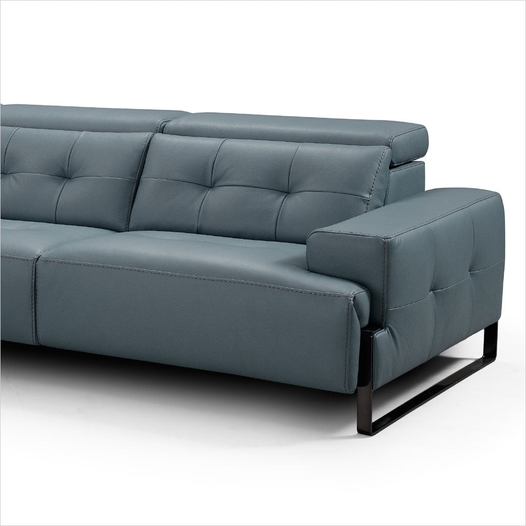 slate blue leather sofa