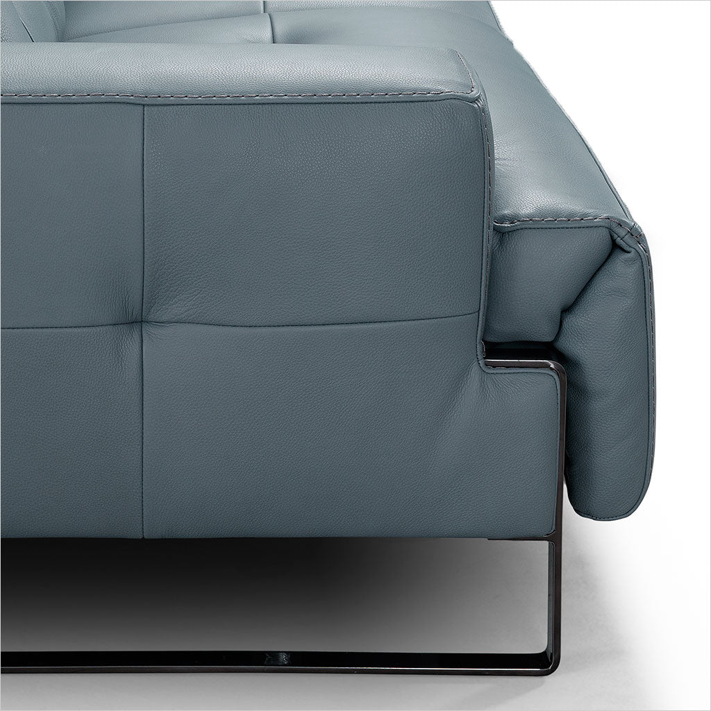 slate blue leather sofa