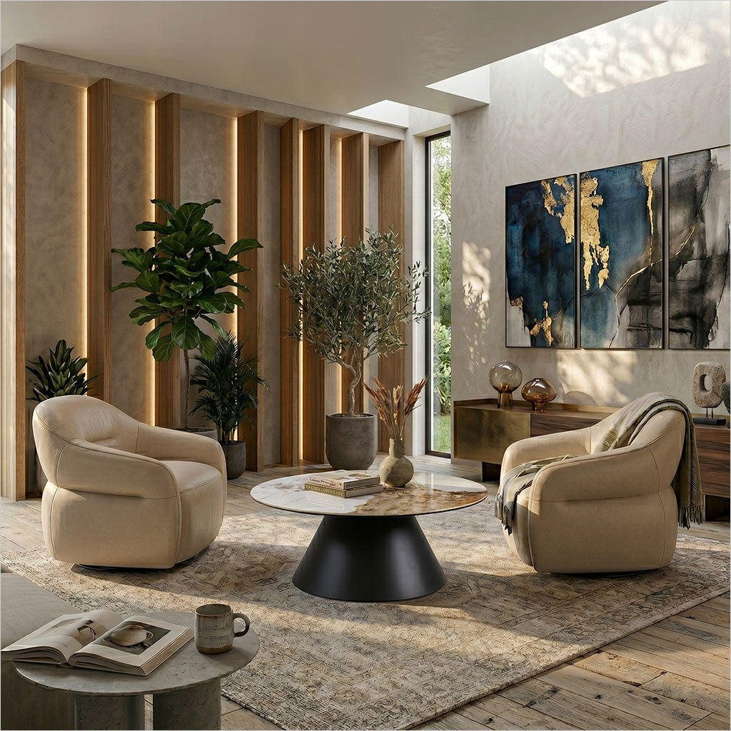 Melia Swivel Chair - Light Beige