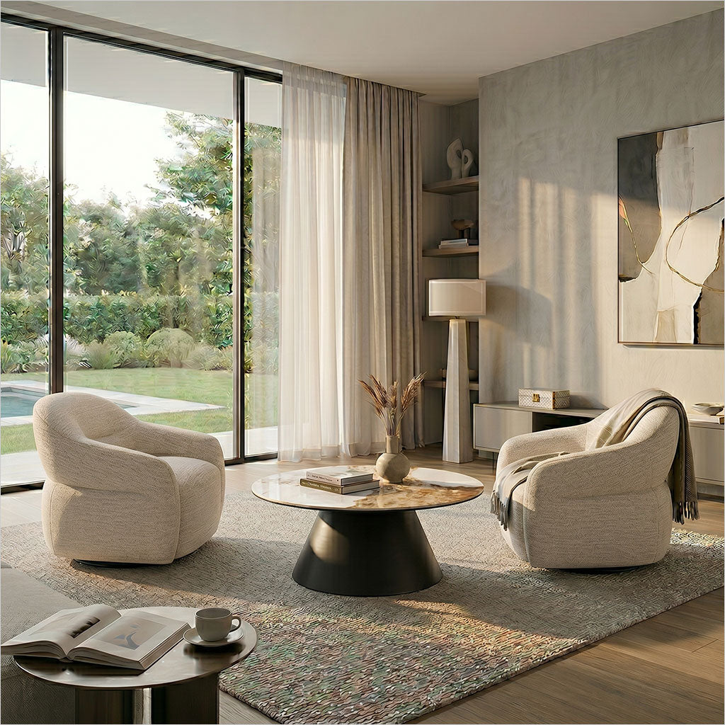Melia Swivel Chair - Cream Fabric
