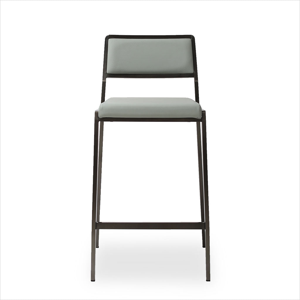 Florence Counter Stool - Grey-Blue w/ Gun Metal