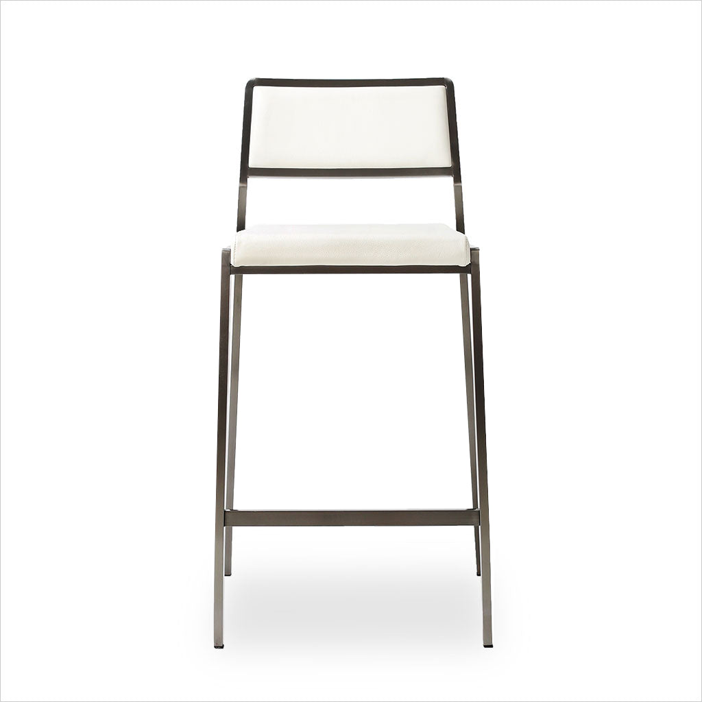 Florence Counter Stool - White w/ Gun Metal