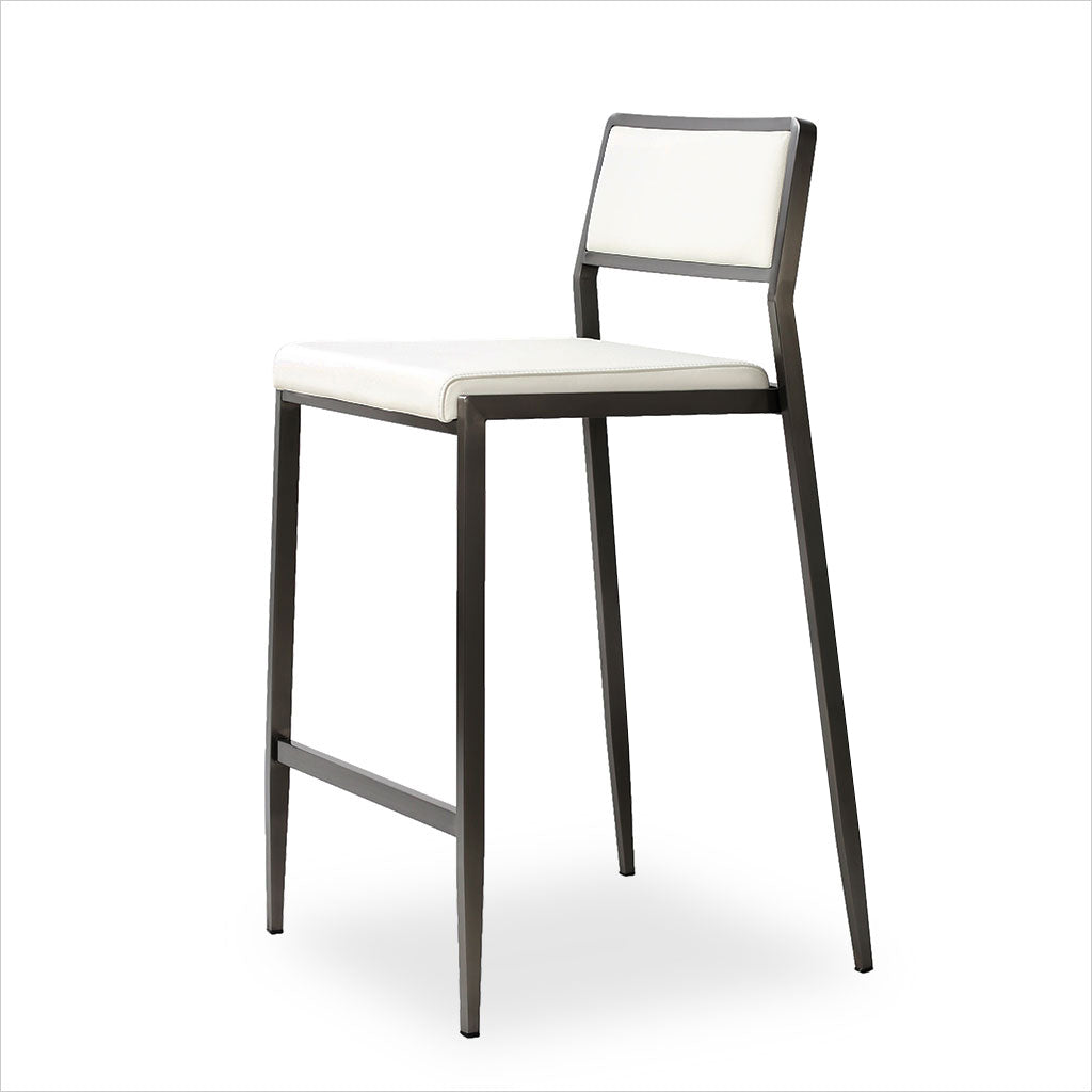 Florence Counter Stool - White w/ Gun Metal