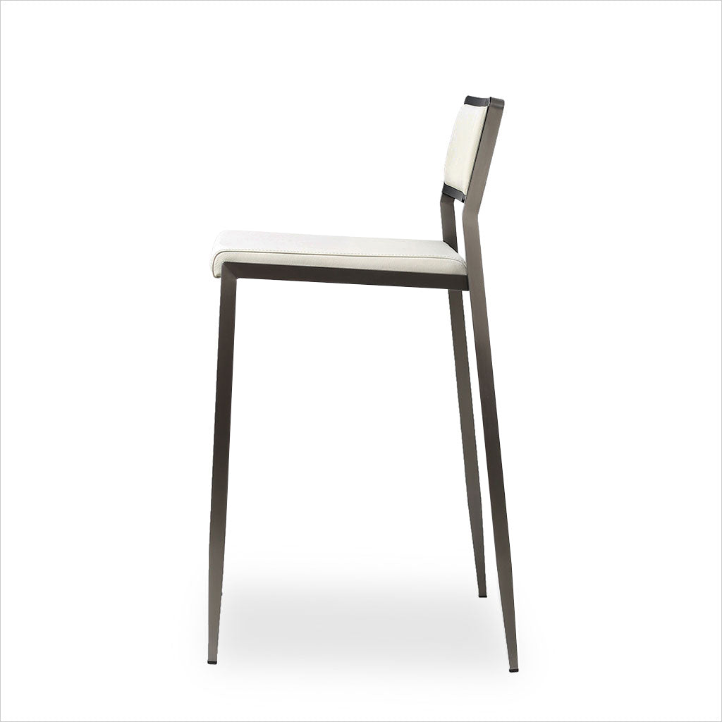 Florence Counter Stool - White w/ Gun Metal