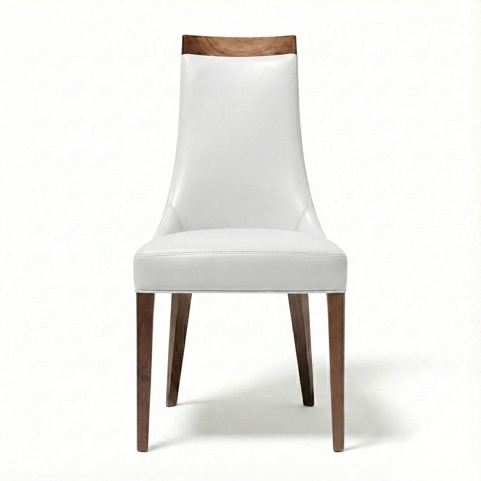 Scanone Dining Chair - White Eco-pele and Walnut