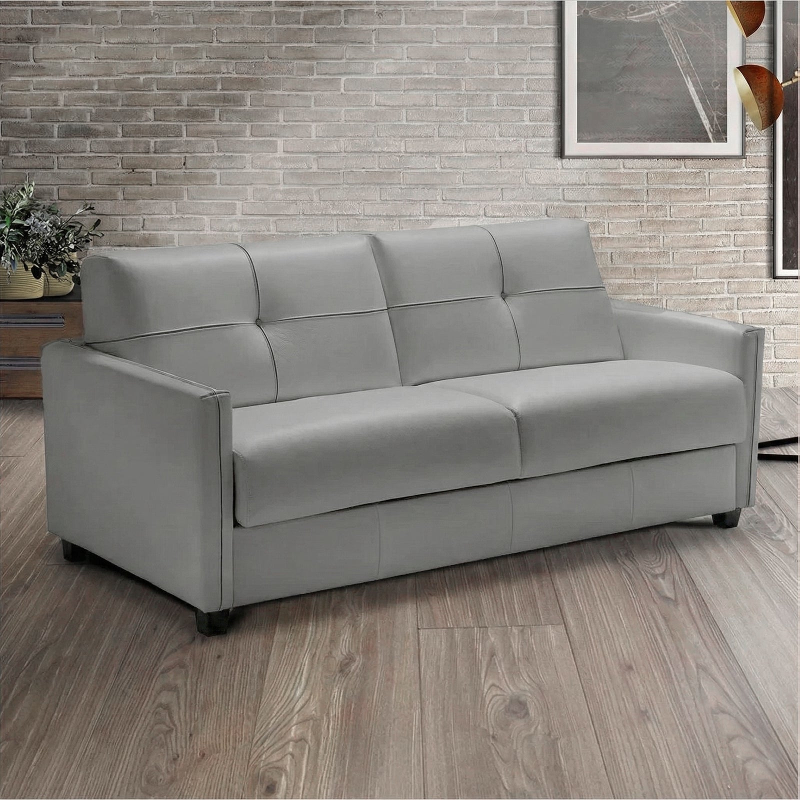 Abra Sleeper Sofa - Light Grey Leather