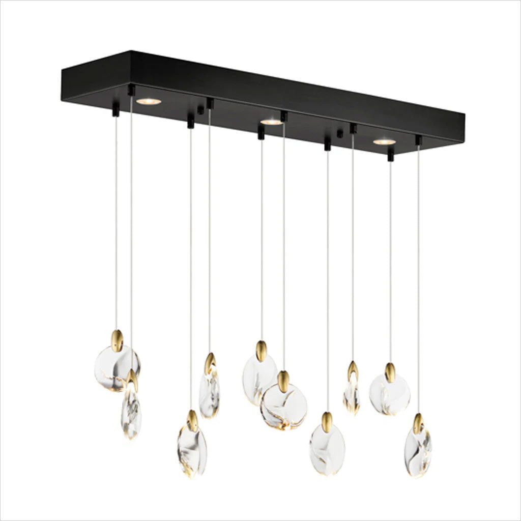 Pebble LED Pendant - Black with Polished Gold