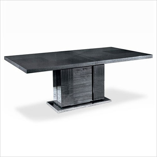 dining table in grey high-gloss finish