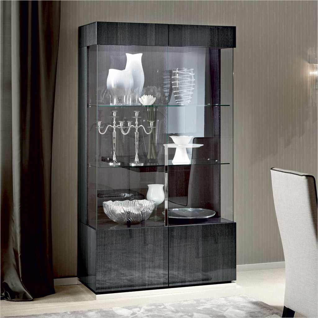 curio cabinets in grey high-gloss finish