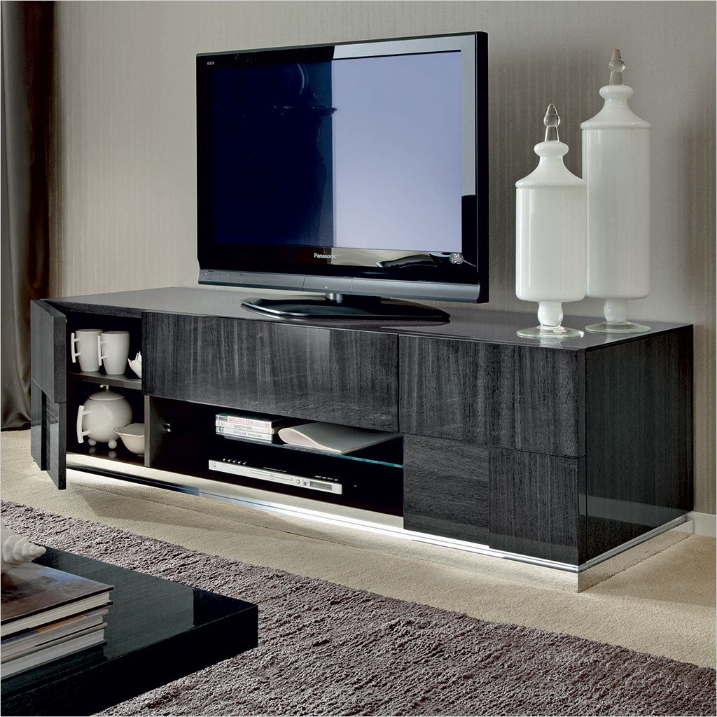 tv bench in grey high-gloss finish