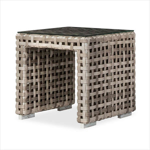end table with woven frame