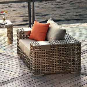 outdoor armchair with woven frame