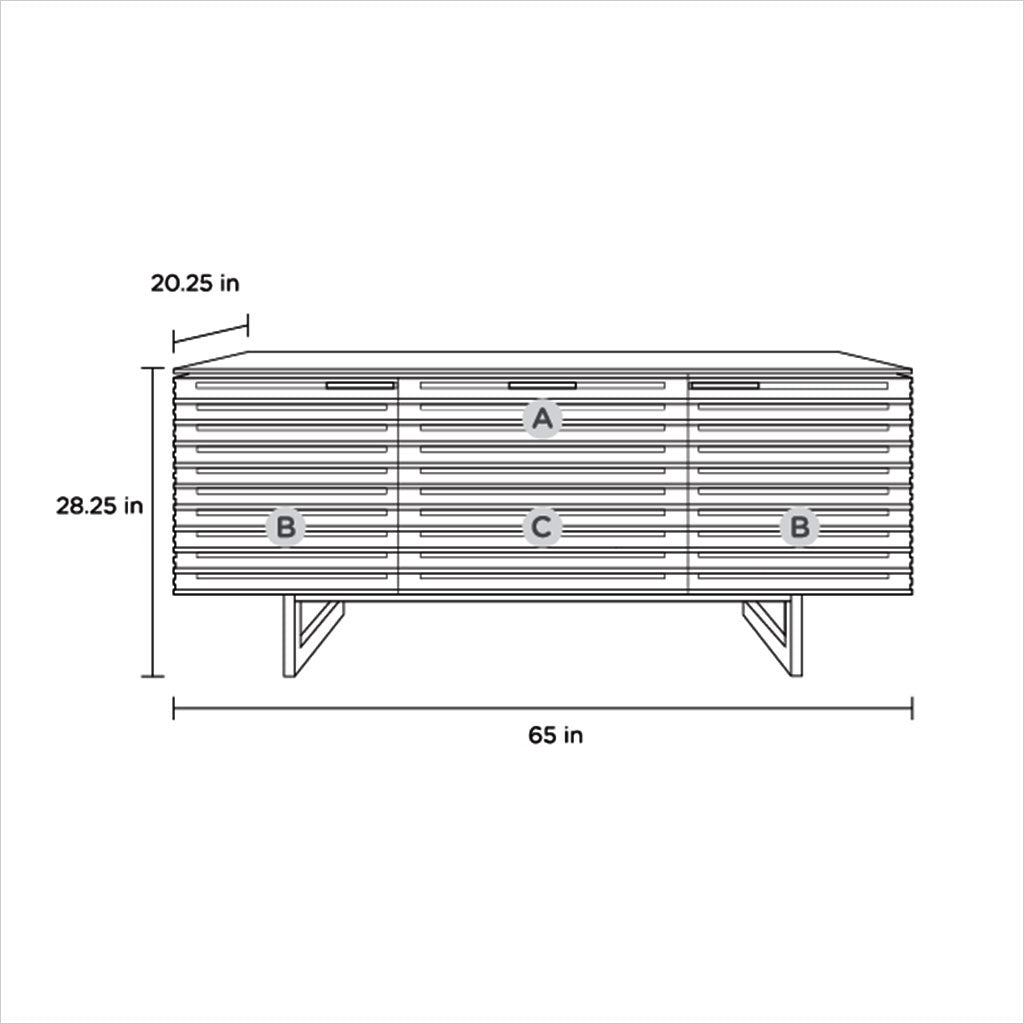 schematic of tv stand with louvered doors