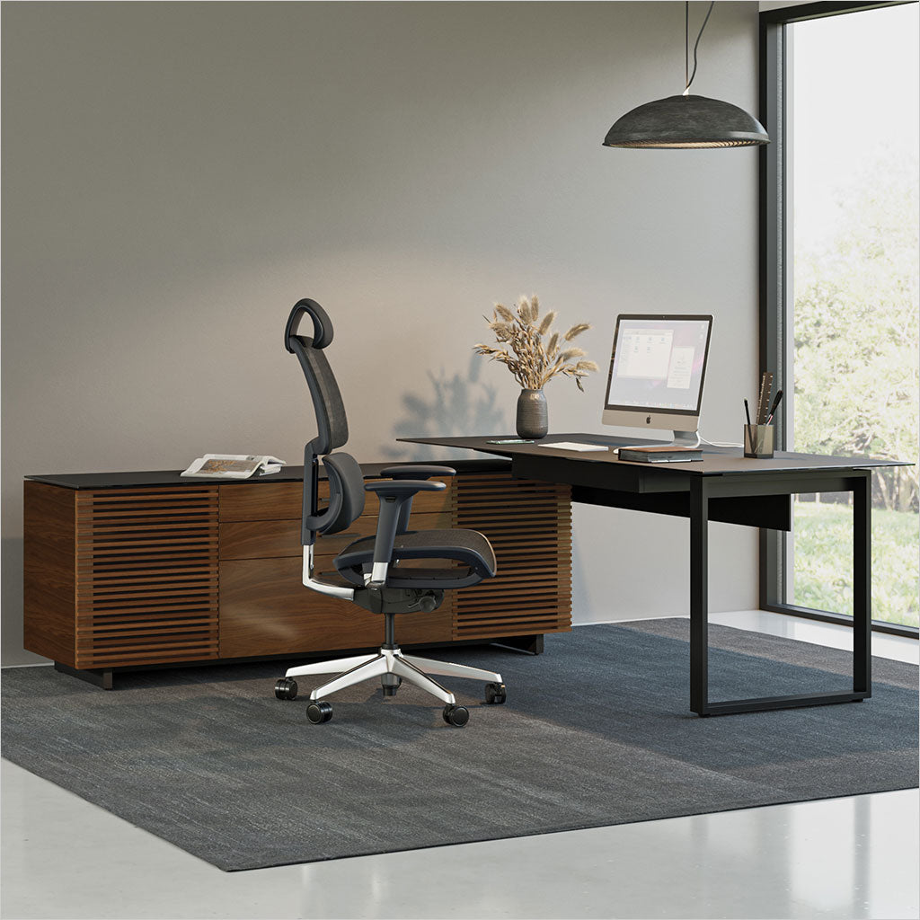 reversible L-shaped desk with storage