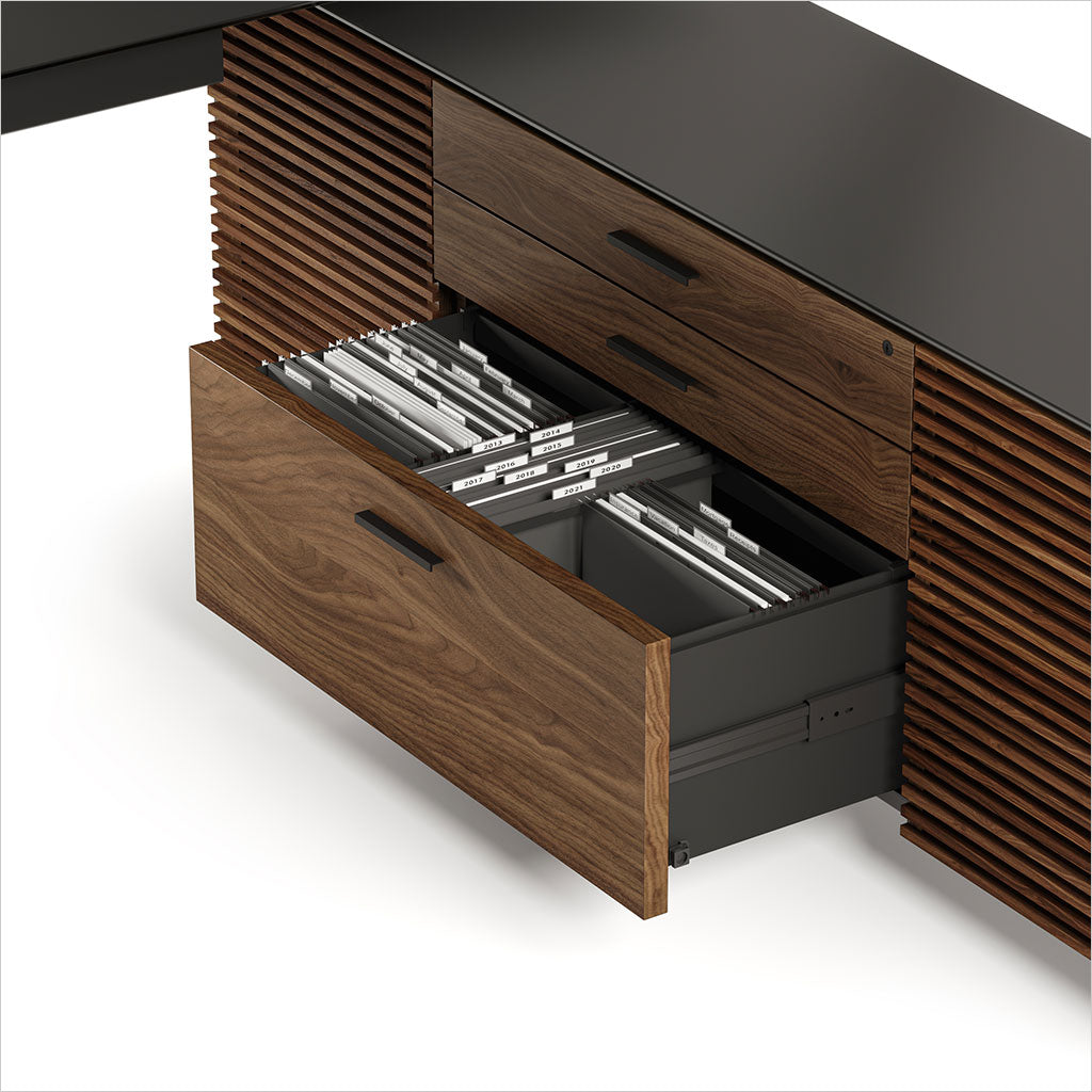 reversible L-shaped desk with storage