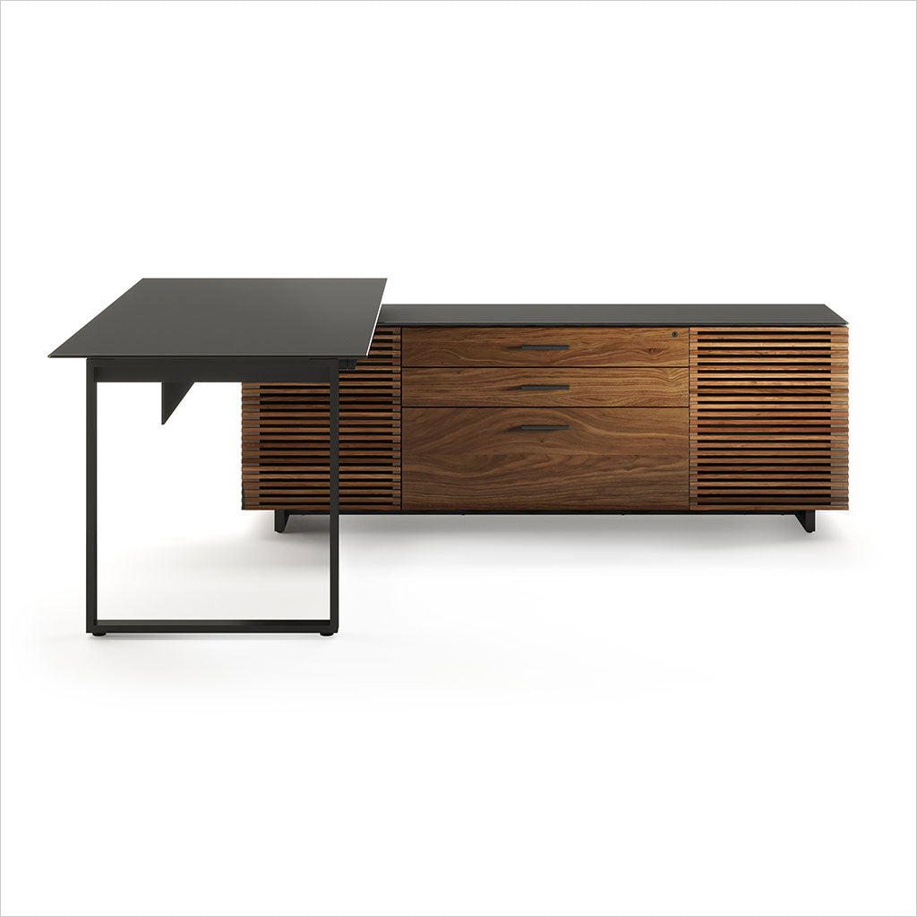 reversible L-shaped desk with storage
