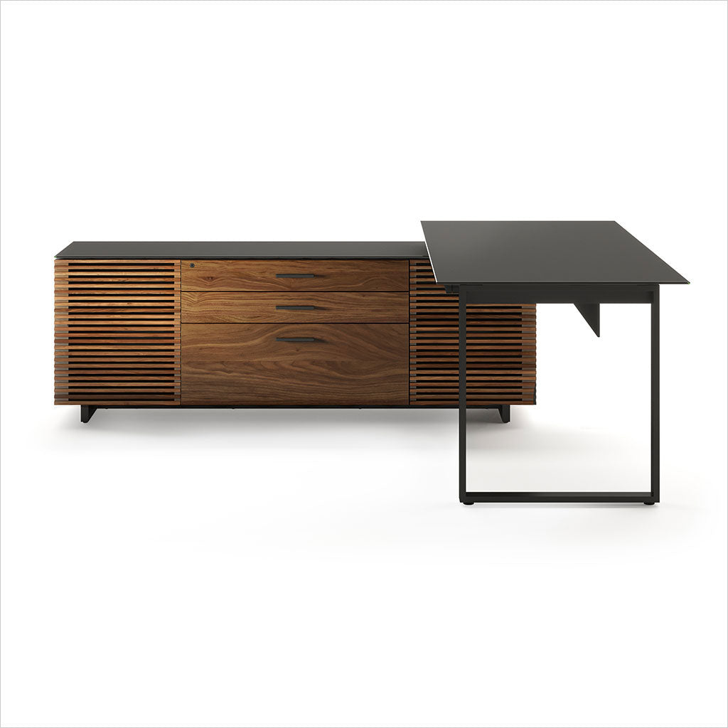 reversible L-shaped desk with storage