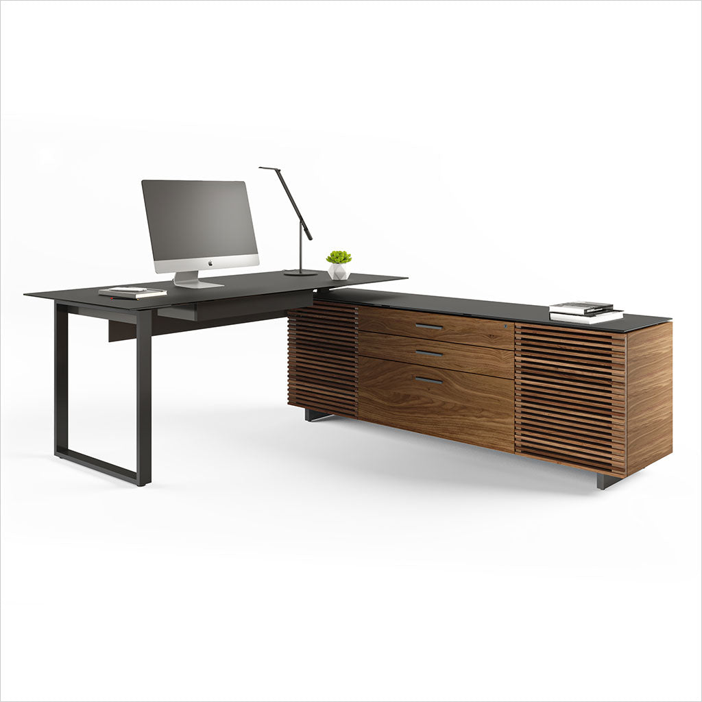 reversible L-shaped desk with storage