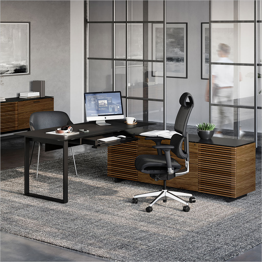reversible L-shaped desk with storage