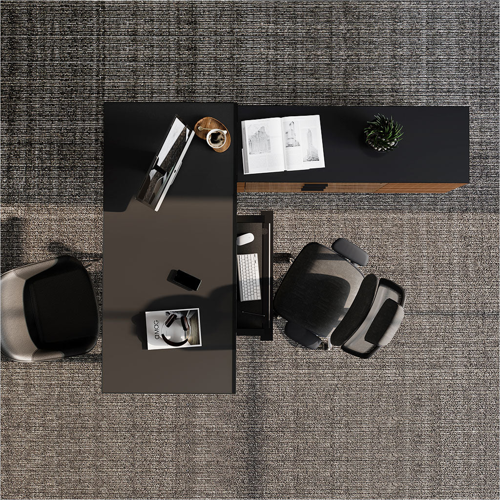 reversible L-shaped desk with storage