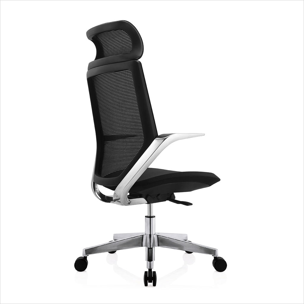 high-back office chair with mesh back
