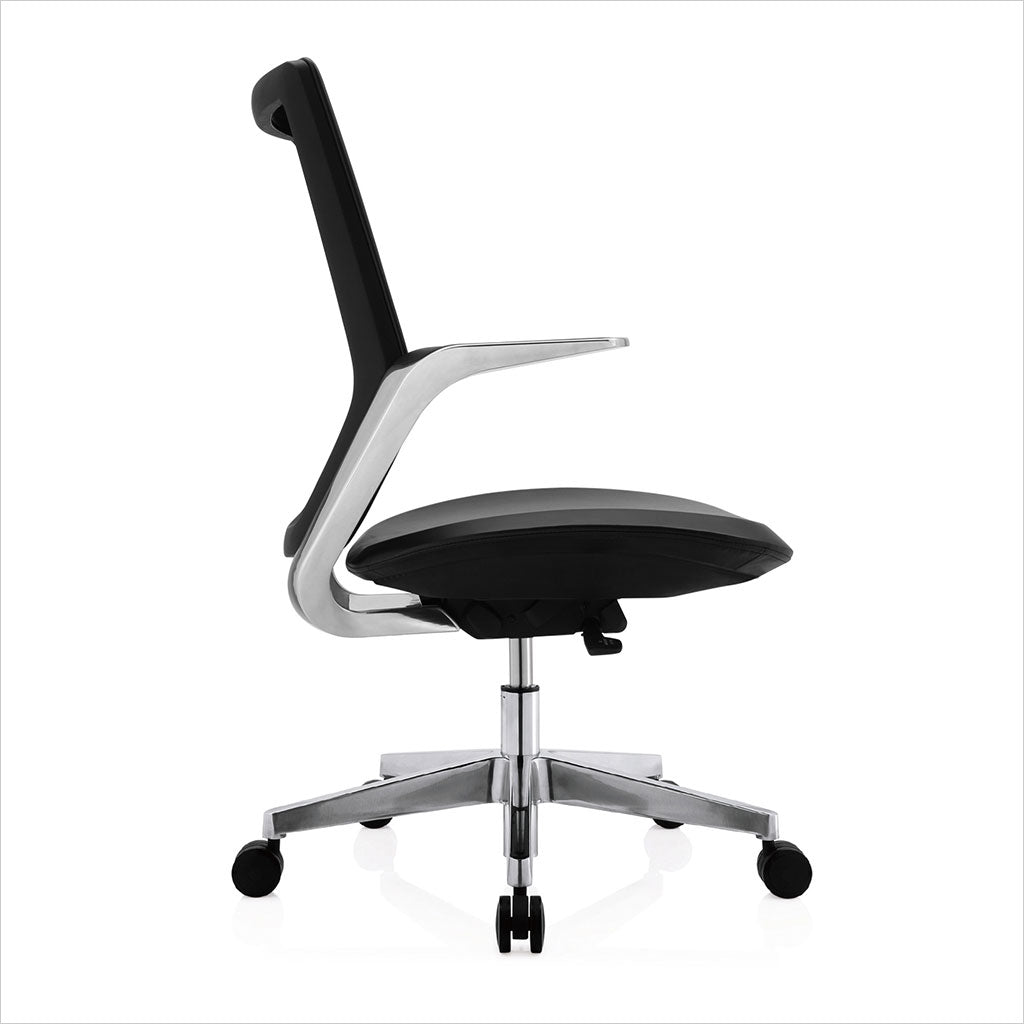 low-back desk chair with mesh back