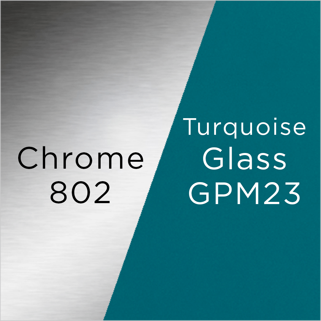 chrome and turquoise glass swatch