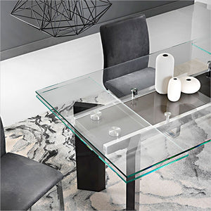 glass top dining table with extension leaves