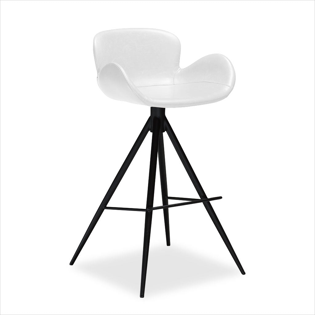 barstool with swivel seat in eco-pele leather and metal base