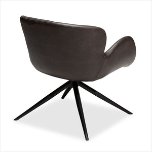 accent chair with swivel seat in eco-pele leather textile and metal base