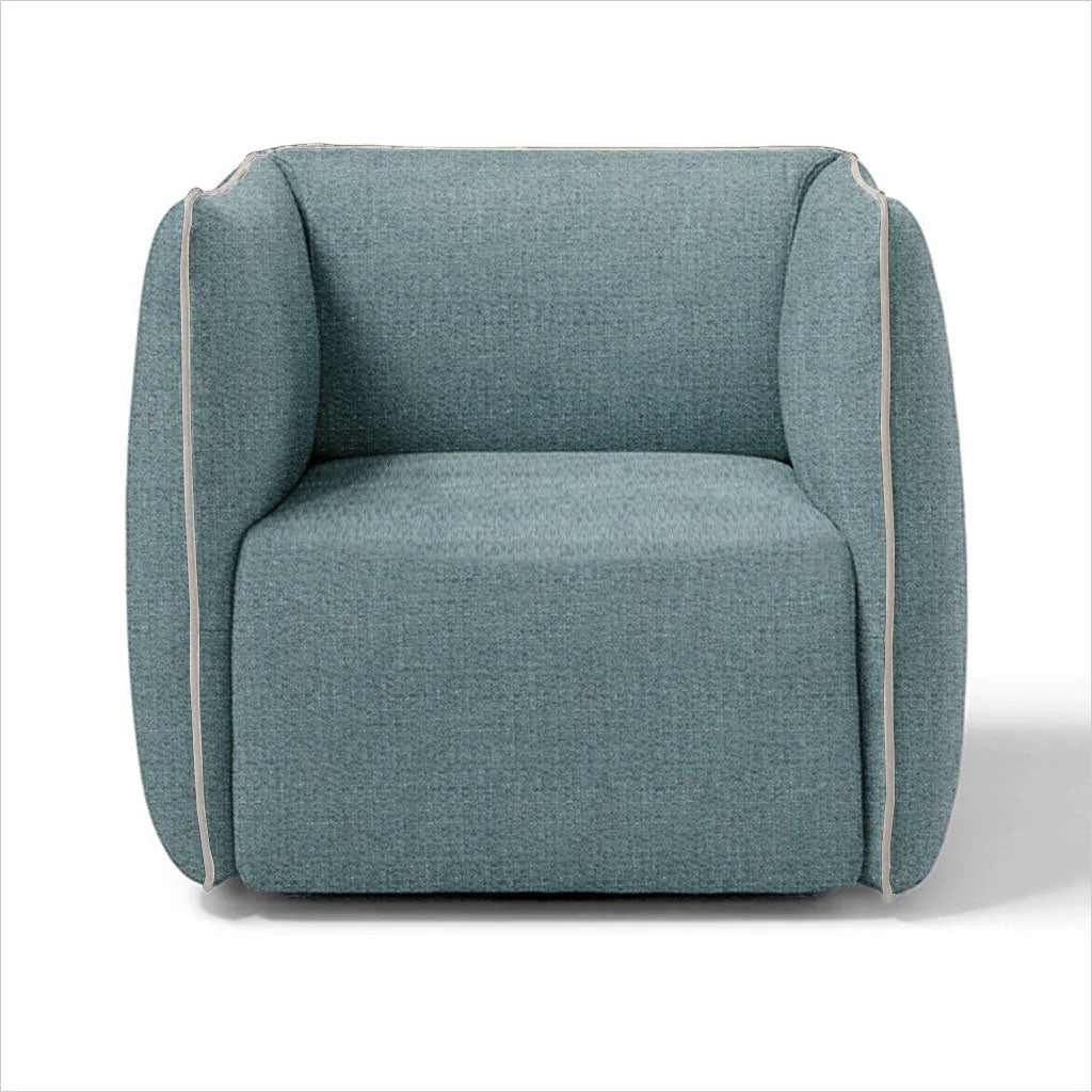 fabric armchair on swivel base