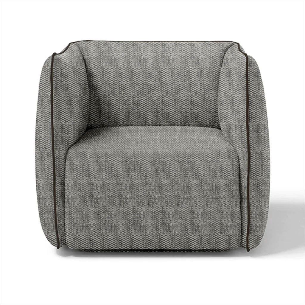 fabric armchair on swivel base