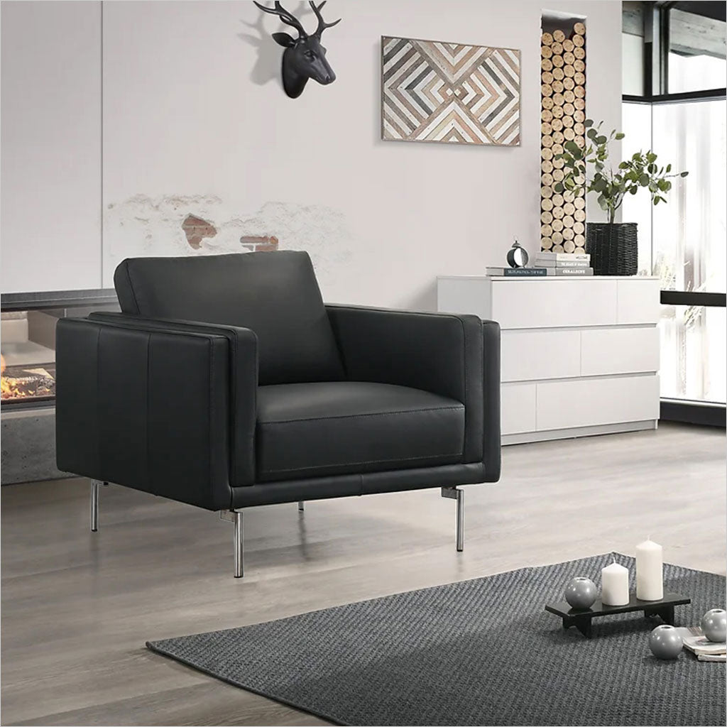 black leather armchair