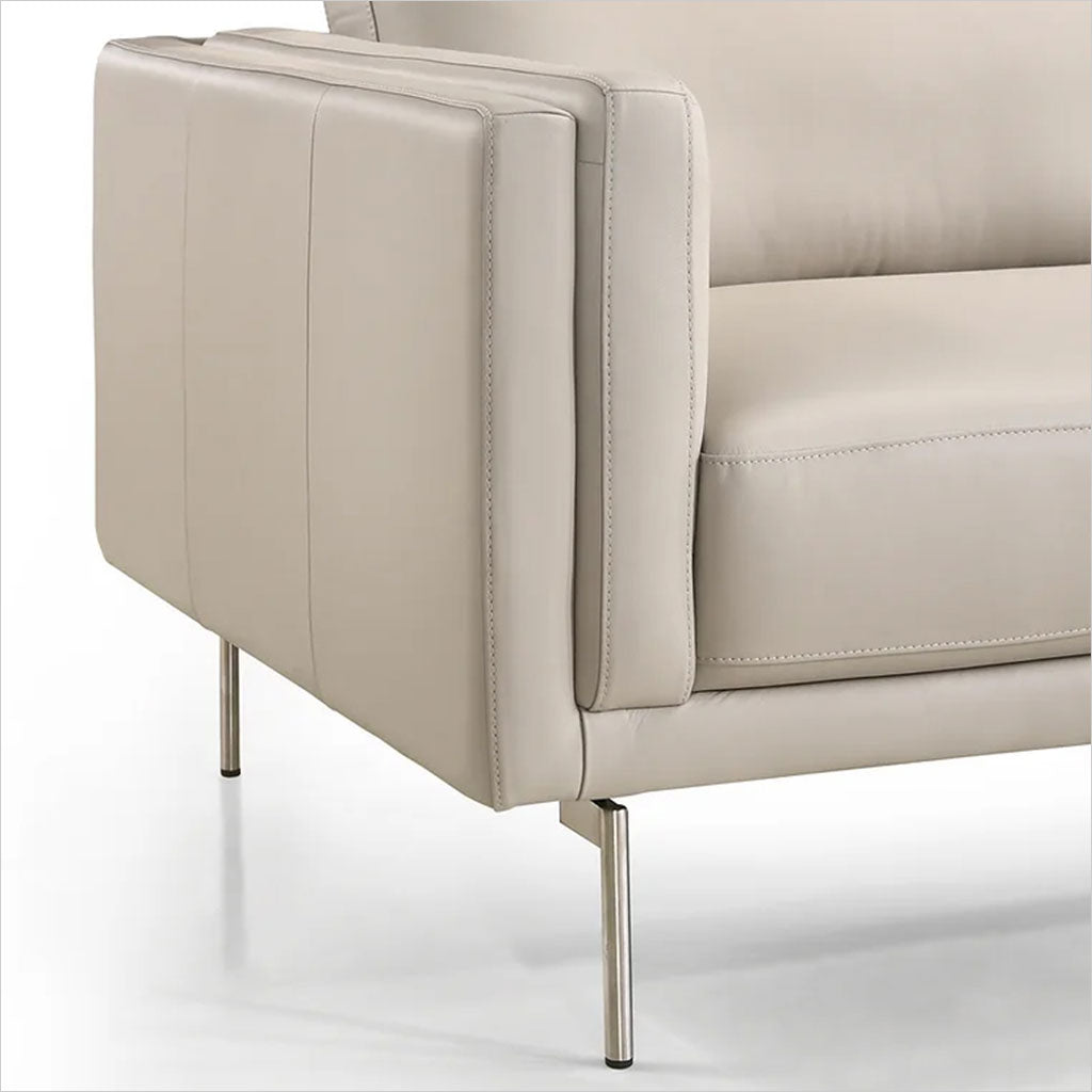 light grey leather armchair