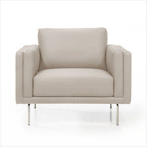 light grey leather armchair