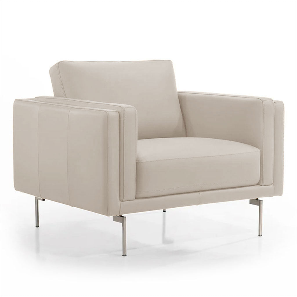 light grey leather armchair