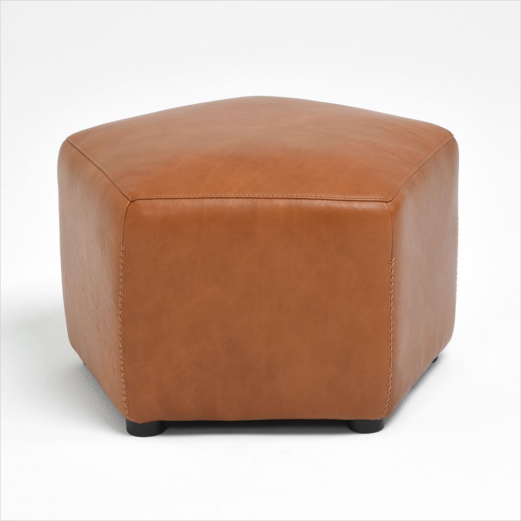 hexagon shaped leather ottoman