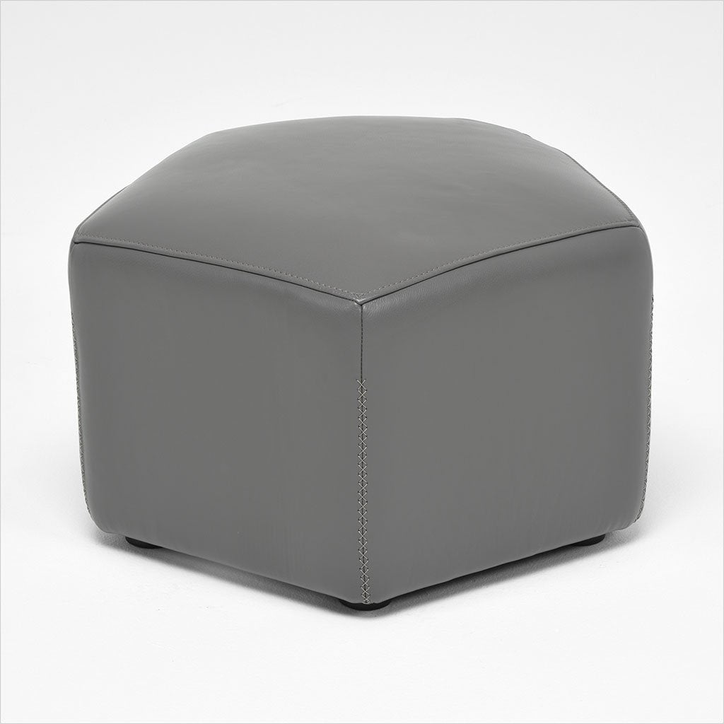 hexagon shaped leather ottoman