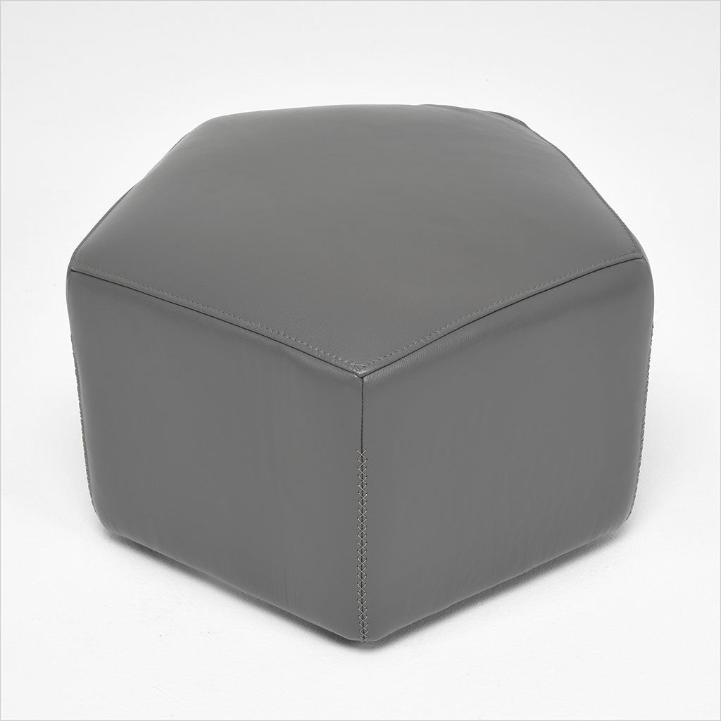 hexagon shaped leather ottoman